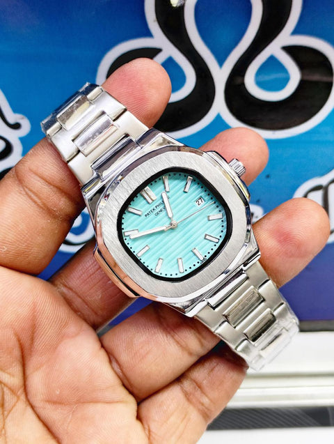 Pattek Phillip Stone Dial Men's Watch - Full Silver