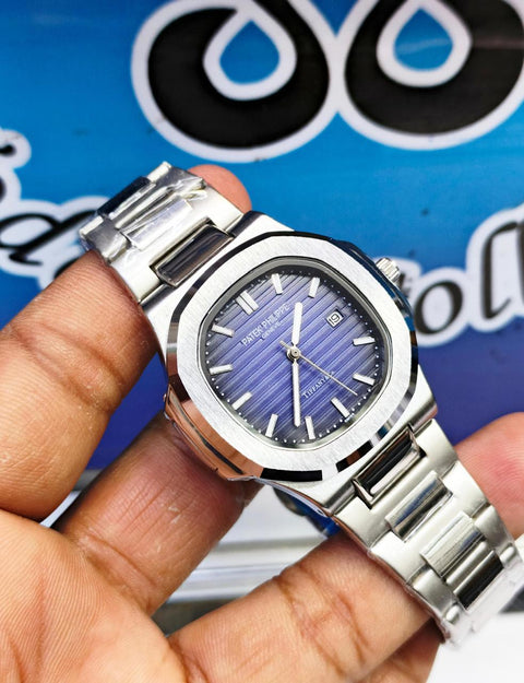 Pattek Phillip Stone Dial Men's Watch - Full Silver