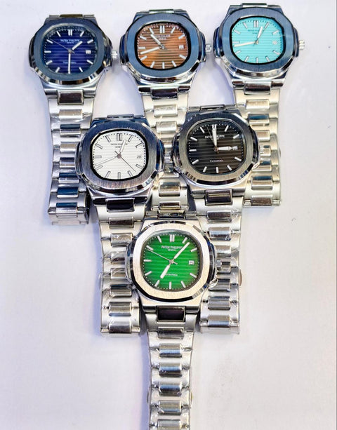 Pattek Phillip Stone Dial Men's Watch - Full Silver