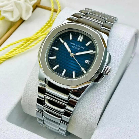 Pattek Phillip Stone Dial Men's Watch - Full Silver
