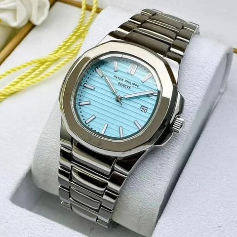 Pattek Phillip Stone Dial Men's Watch - Full Silver