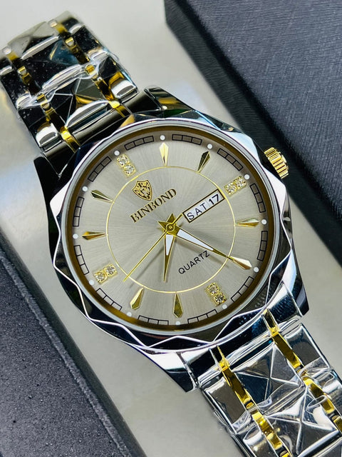 Premium Branded Binbond Watch - White Dial