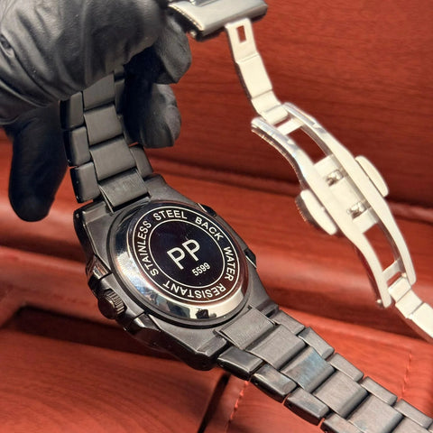Pattek Phillip Black Chain With Black Dial