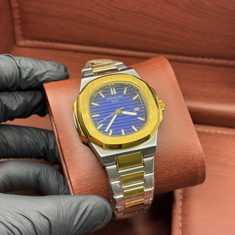 Pattek Phillip Blue Dial Men's Watch - With Golden TwoTone